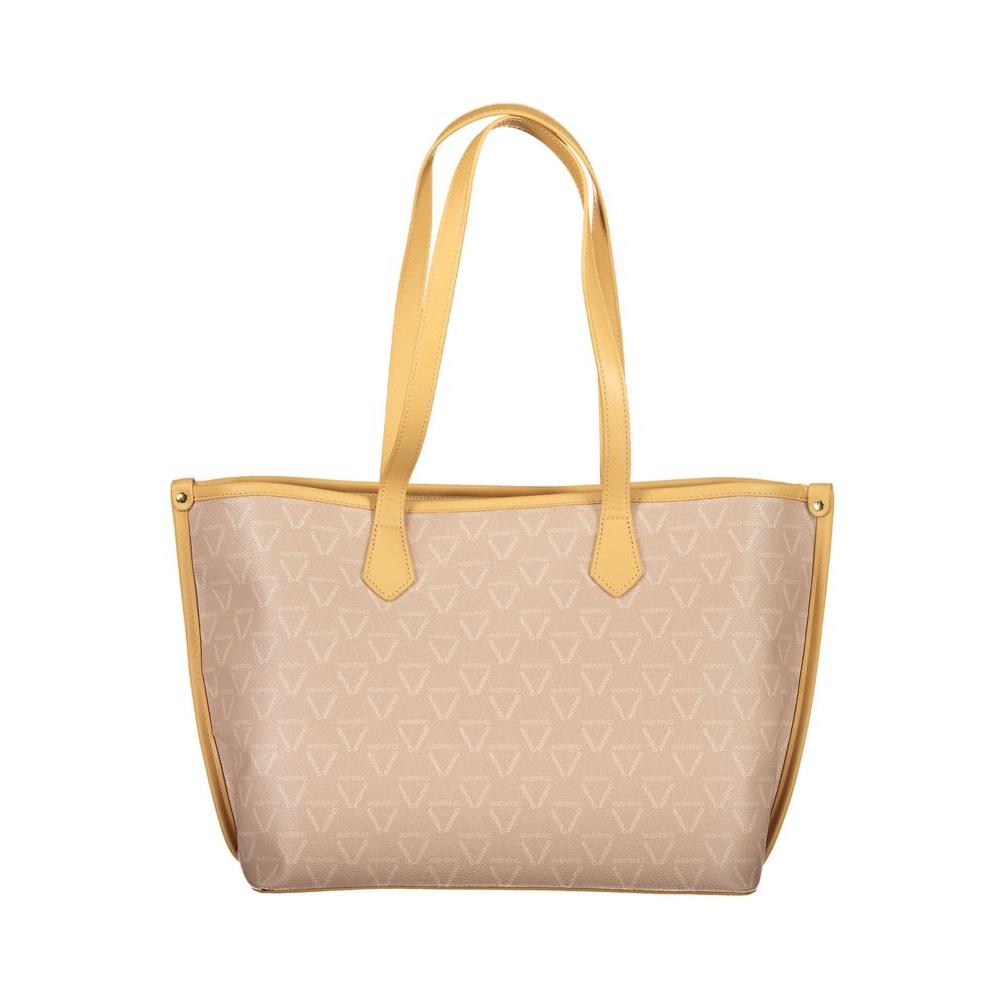 Valentino Bags Beige Polyethylene Women Handbag with Iconic Logo and Twin Handles - Eco-Friendly and Stylish Fashion Accessory