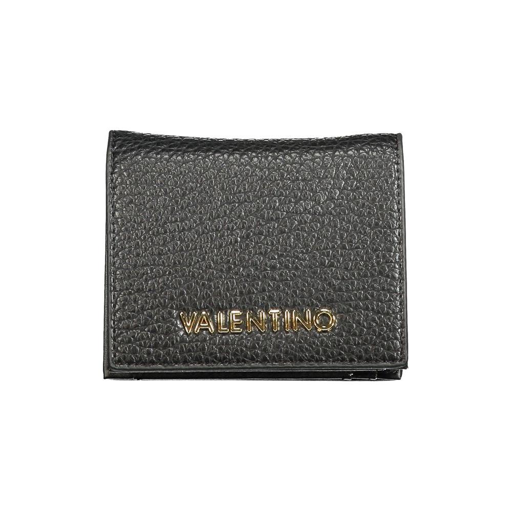 Valentino Bags black polyethylene wallet with coin purse, card spaces, automatic closure, and recycled logo.