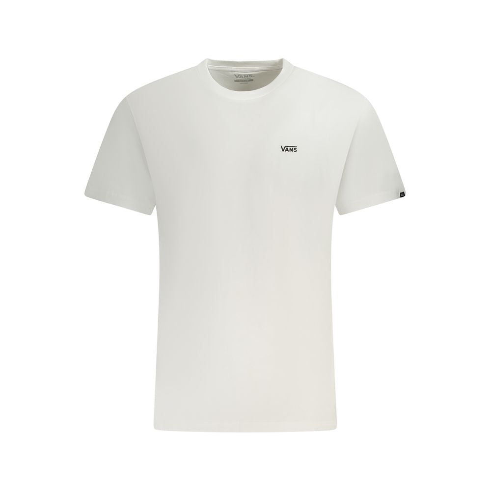 Vans white cotton t-shirt featuring a short sleeve, classic fit, crew neck design with a printed Vans logo.