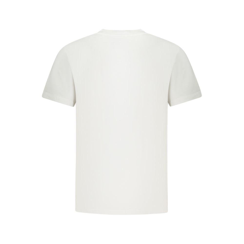 Back view of Vans white cotton T-shirt with short sleeves, classic fit, and crew neck. Features a subtle logo print.