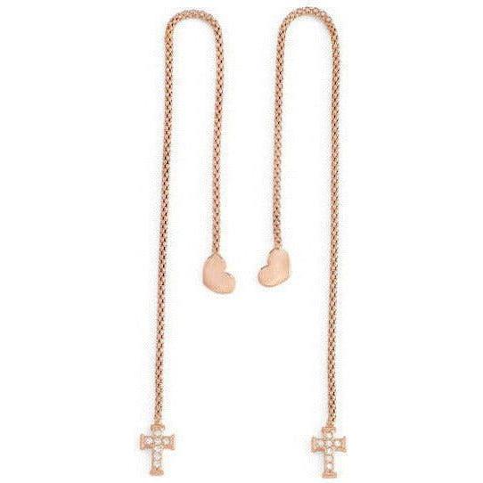 AMEN Mod. CUORE CROCE CRISTALLI ROSE GOLD Earrings AMEN Antique White