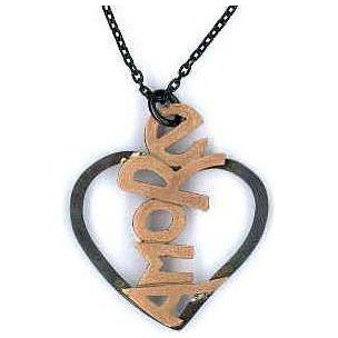 AMBROSINI JEWELS - PENDENTE ARGENTO 925° cuore finitura brunita satinata scritta rosé PENDANT