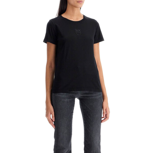 Pinko short-sleeved t-shirt with embroidery Topwear Pinko Dark Slate Gray