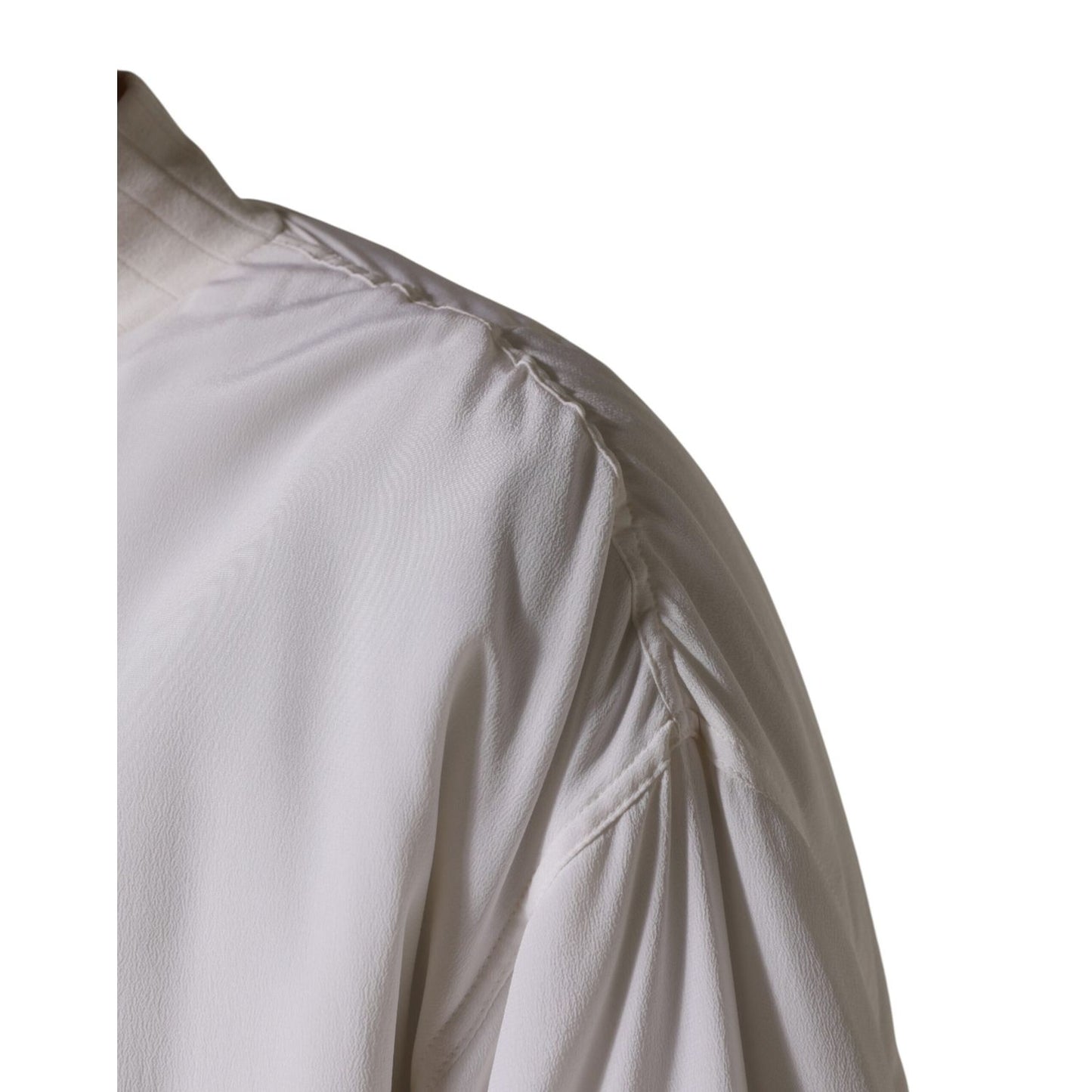 Dolce & Gabbana White Silk Full Zip Bomber Blouson Jacket