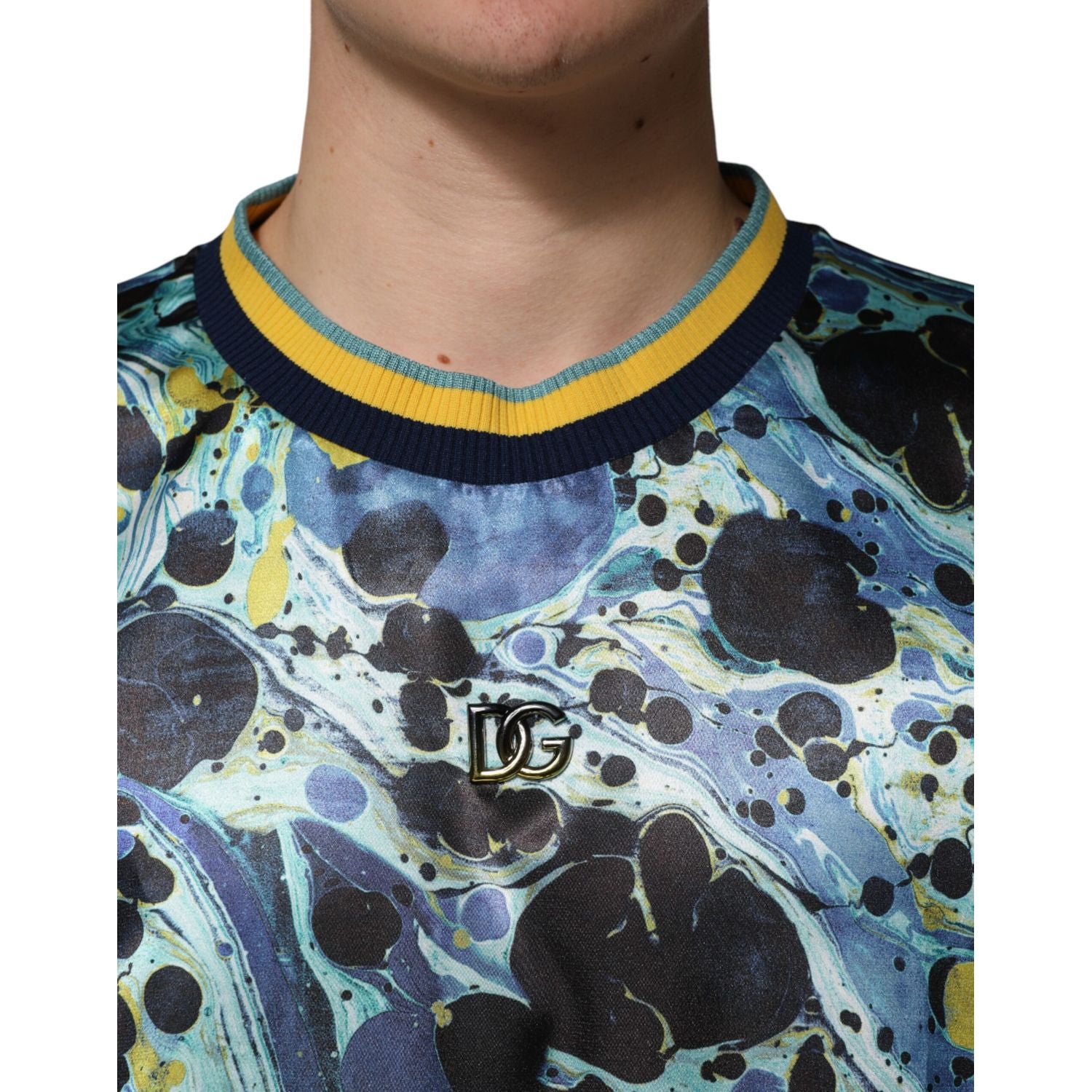 Dolce & Gabbana Multicolor Marble Print Pullover Sweater
