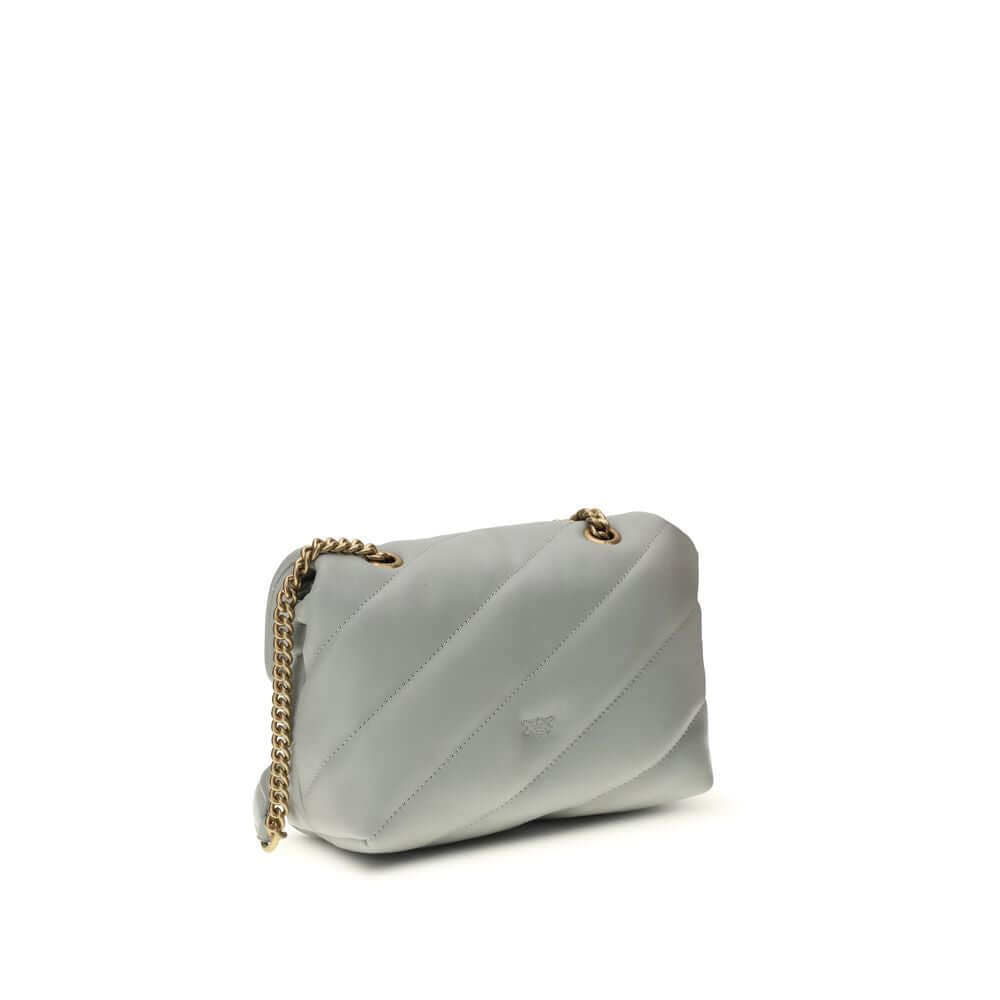 PINKO Gray Calf Leather Bos Taurus Shoulder Bag