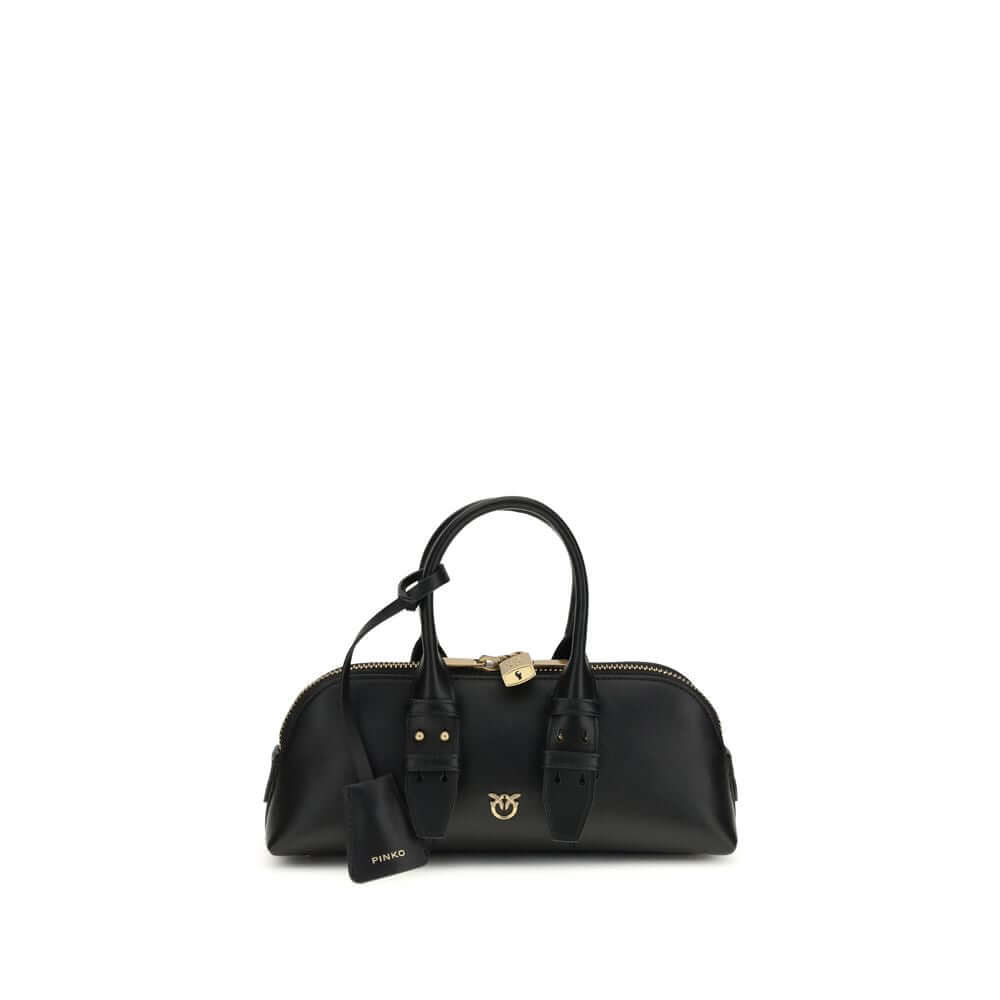 PINKO Black Calf Leather Bos Taurus Handbag