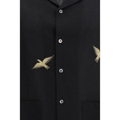 Baziszt Black Cotton Shortsleeve Shirt