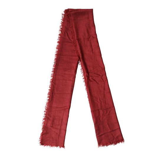 Dolce & Gabbana Red Cashmere Silk Fringe Wrap Foulard 200cm X 70cm Scarf
