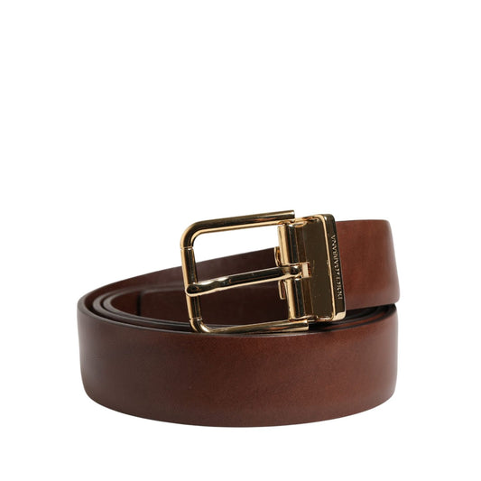 Dolce & Gabbana Men Brown Classic Leather Metal Buckle Belt