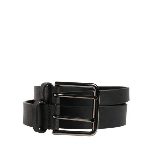 Dolce & Gabbana Black Double Strap Leather Silver Buckle Belt 1728,67345645728,90 cm / 36 Inches,Accessories,Belts - Accessories,Black,Dolce & Gabbana,Material: 100% Calf Leather,Men,Preowned / Defect,Regular Belts - Belts - Accessories