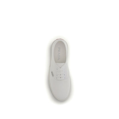 Prada White Cotton Low Top Sneakers