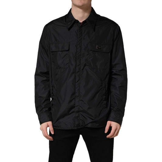 Dolce & Gabbana Black Logo Plaque Long Sleeves Shirt Jacket