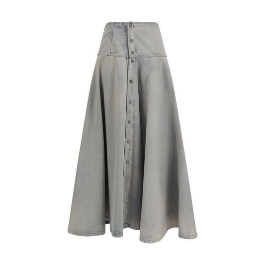 Haikure Blue Cotton Midi Skirt