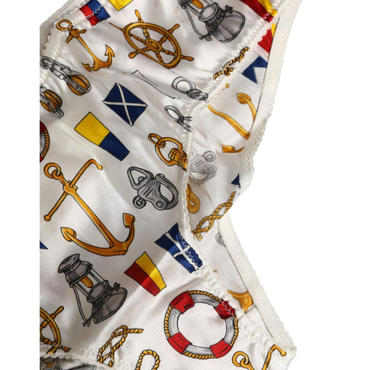 Dolce & Gabbana White Sailor Print Polyester Bottoms Underwear