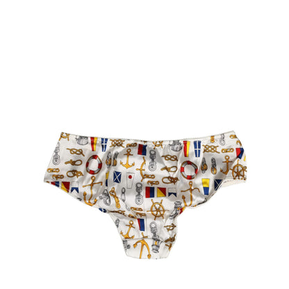 Dolce & Gabbana White Sailor Print Polyester Bottoms Underwear