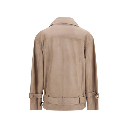 PINKO Beige Lambskin Leather Jacket