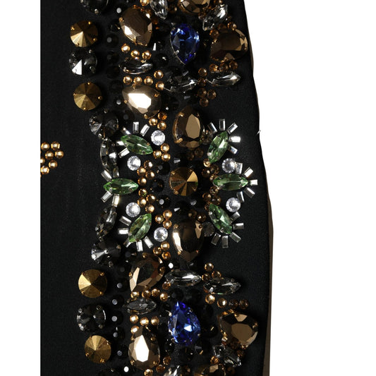 Dolce & Gabbana Black Sleeveless Floral Bead Embellishments Dress