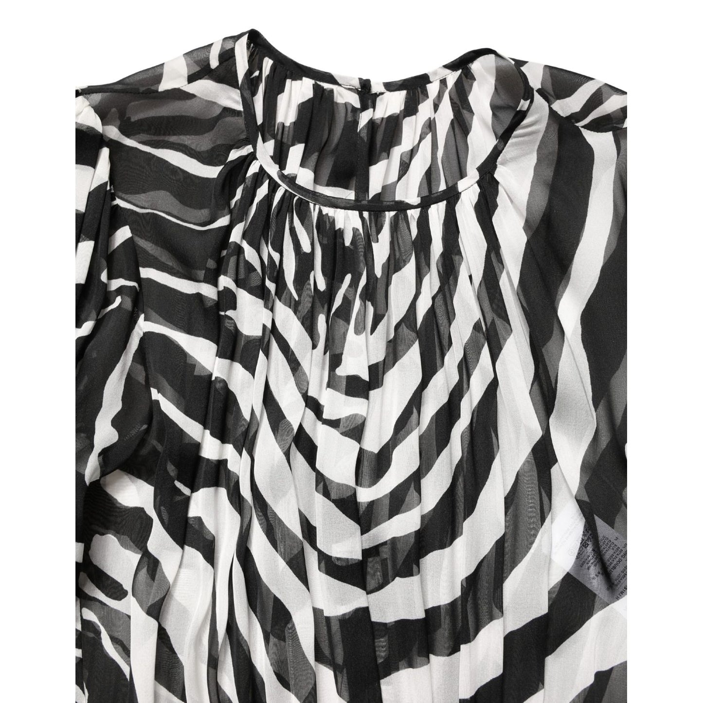 MSGM Black White Zebra Puff Sleeves Mini Dress