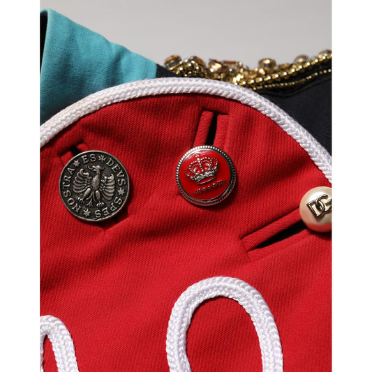 Dolce & Gabbana Multicolor Asymmetrical Ornate Jewel Cropped Jacket