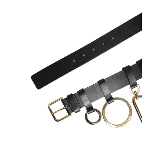 Dolce & Gabbana Black Calf Leather Gold Metal Buckle Men Belt