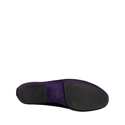 Dolce & Gabbana Violet Velvet Slip On Men Flats Loafers Shoes