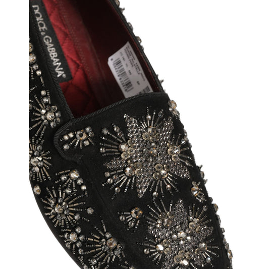 Dolce & Gabbana Black Crystal Embellished Dress Loafers Shoes