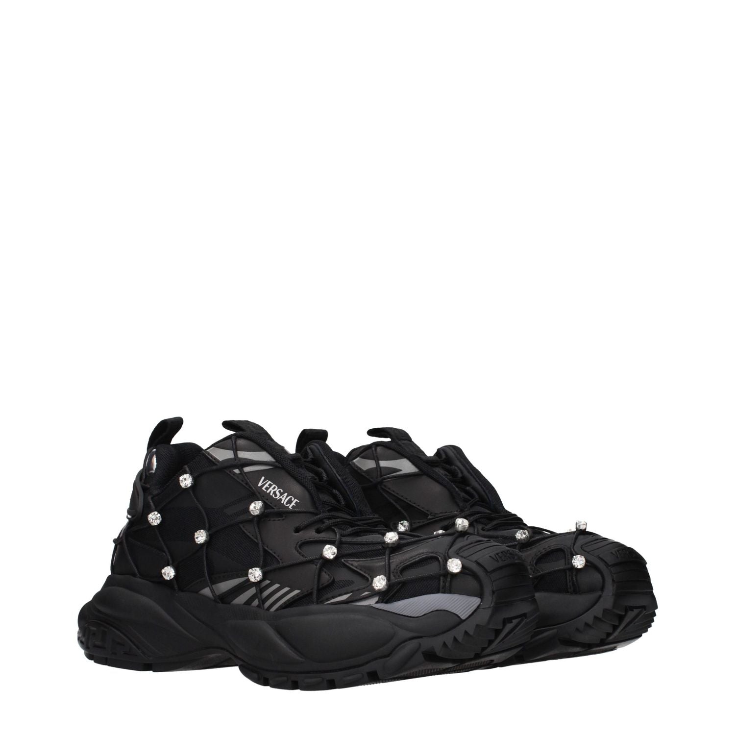 Versace Black Fabric Chunky Sneakers