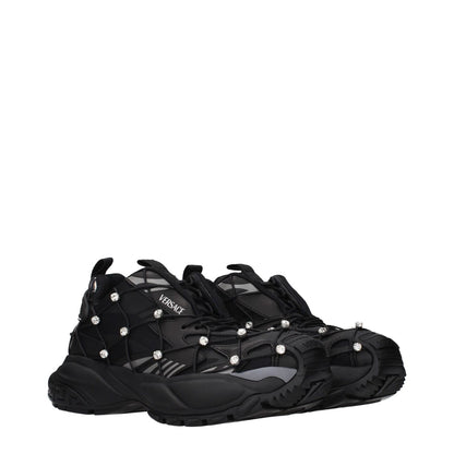 Versace Black Fabric Chunky Sneakers