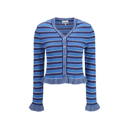 Ganni Blue Cotton Cardigan