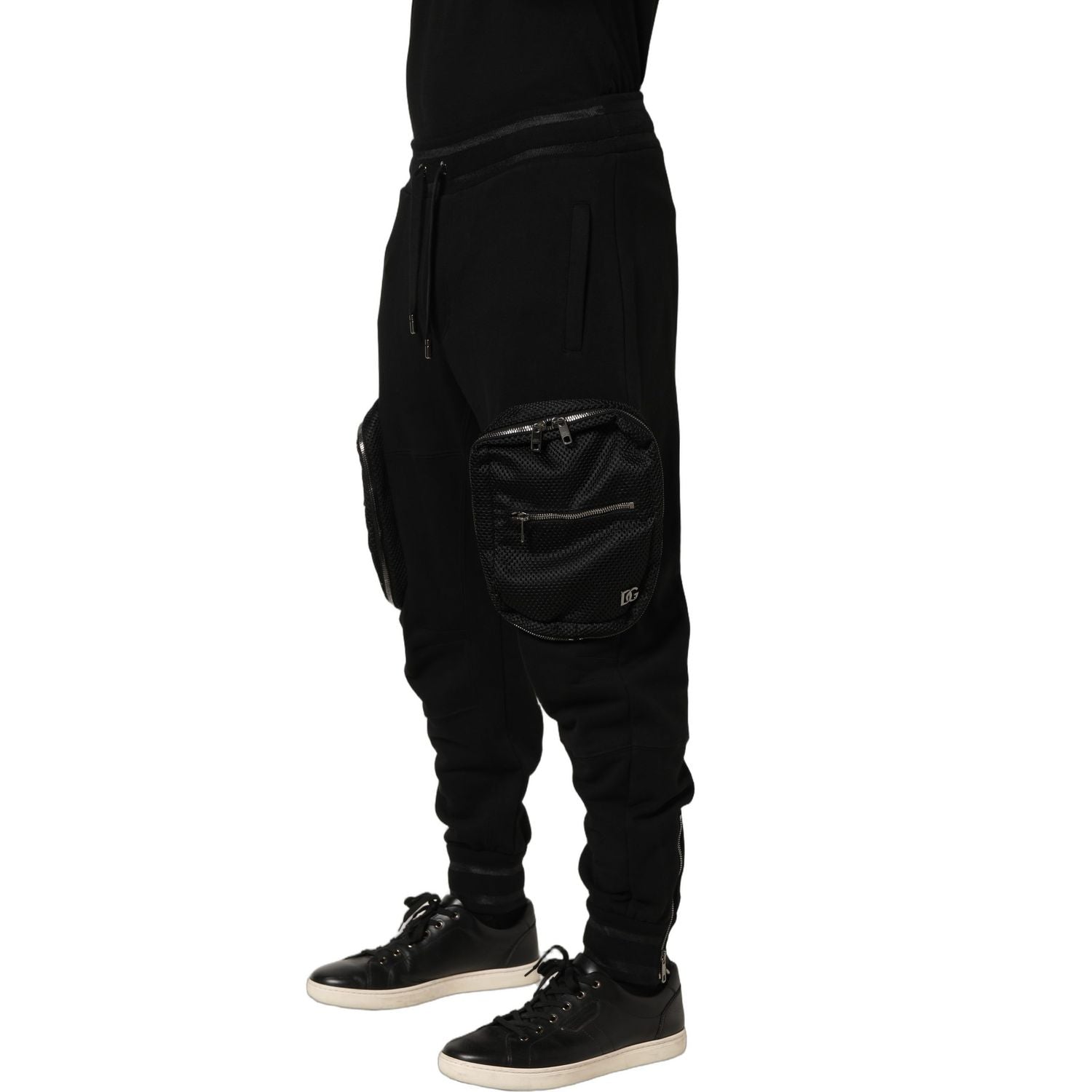 Dolce & Gabbana Black Mid Waist Cargo Jogger Sweatpants Pants