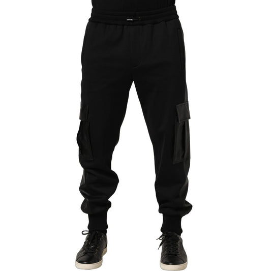 Dolce & Gabbana Black Mid Waist Cargo Jogger Sweatpants Pants