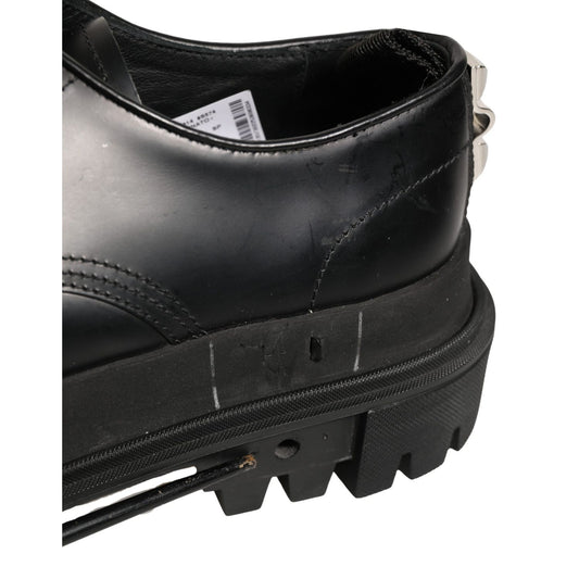 Dolce & Gabbana Black Leather Studded Hi-Trekking Derby Shoes