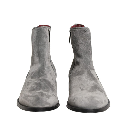 Dolce & Gabbana Gray Suede Leather Chelsea Boots Shoes