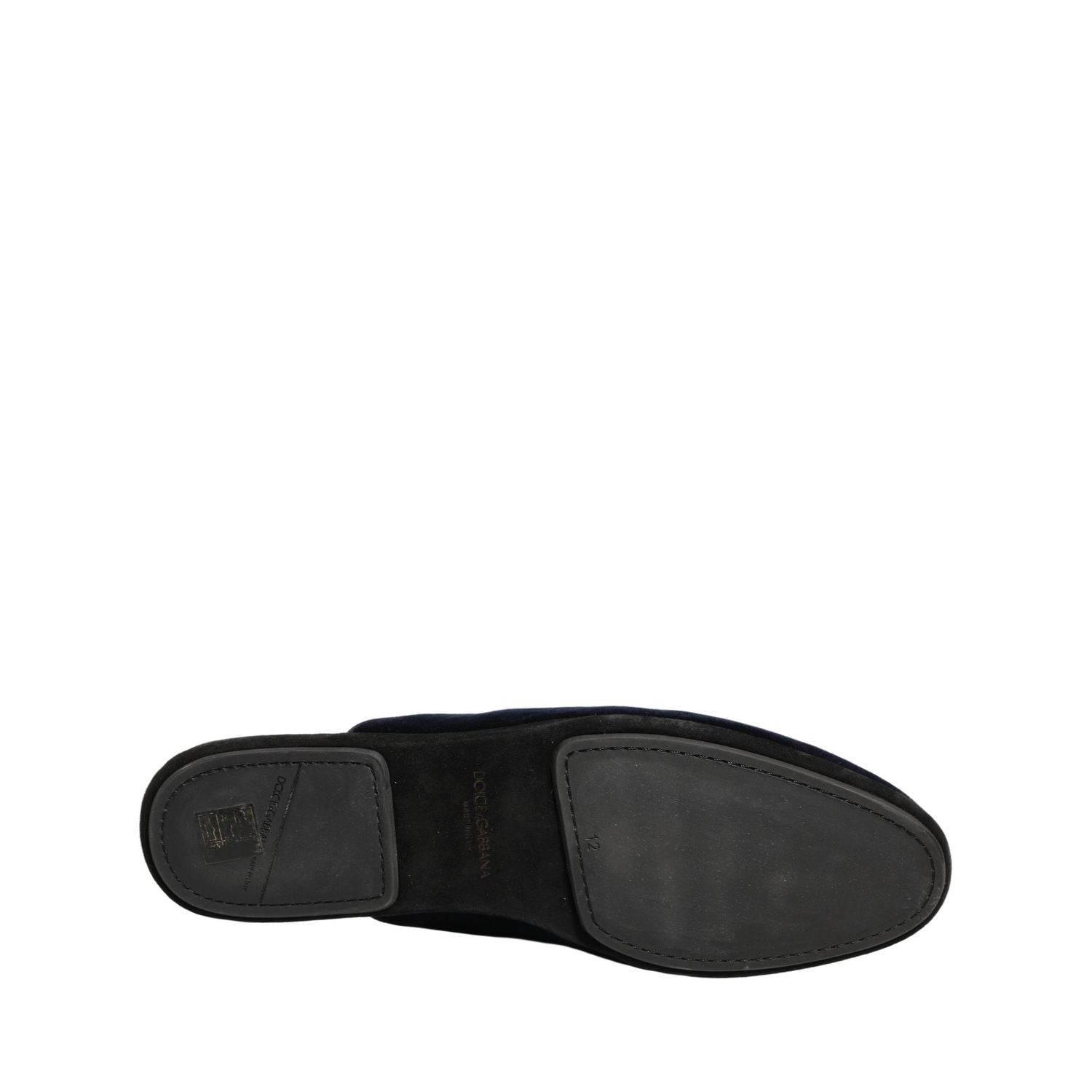 Dolce & Gabbana Dark Blue Suede Slides Flat Slipper Men Shoes