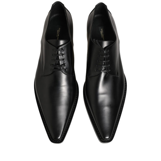 Dolce & Gabbana Black Leather Lace Up Derby Dress Shoes