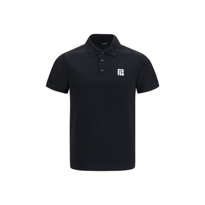 Balmain Black Cotton Polo Shirt