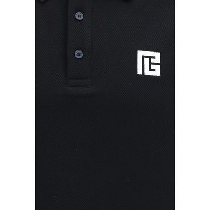Balmain Black Cotton Polo Shirt