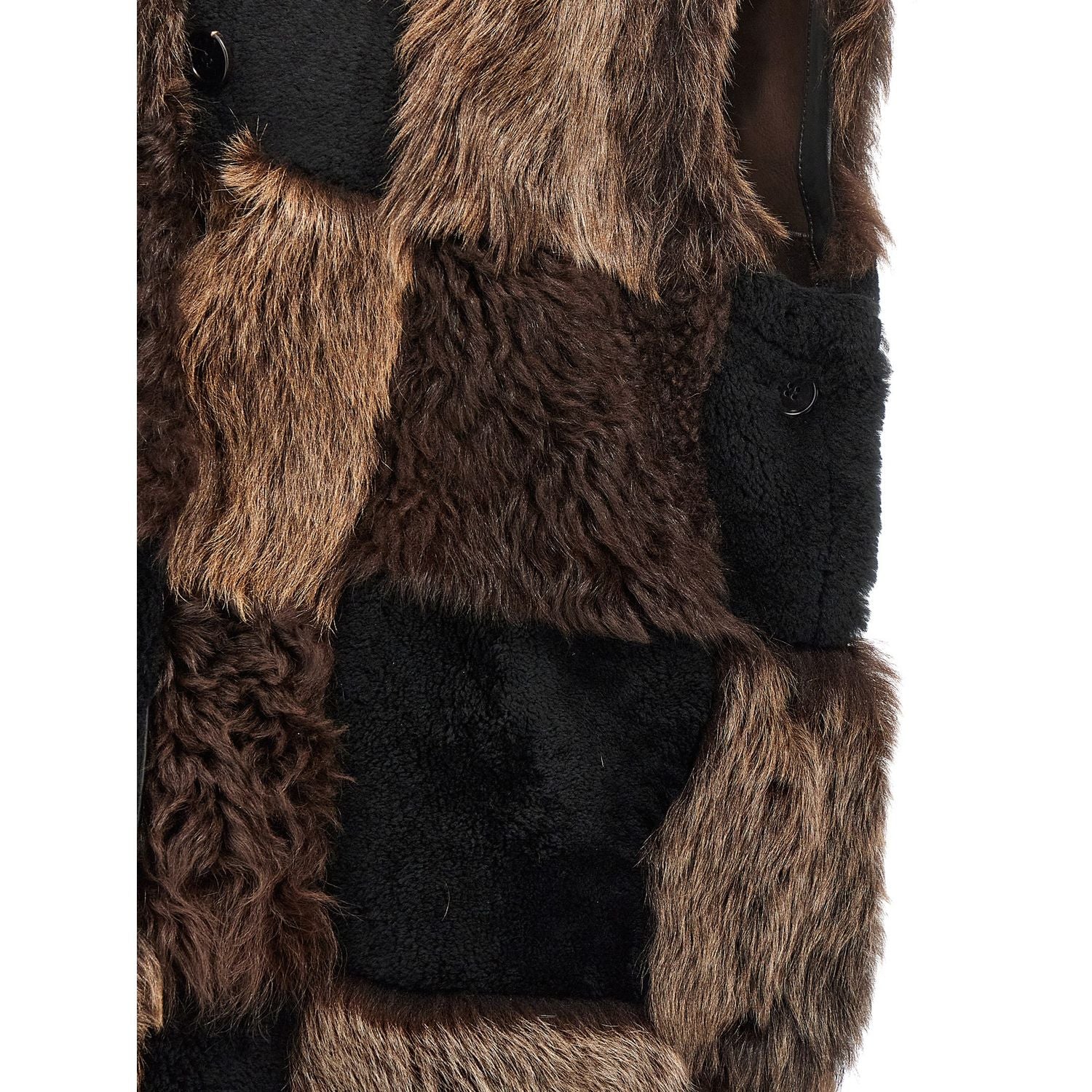Marni Brown Lamb Fur Sleeveless Jacket