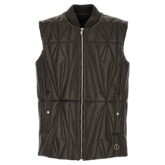 Rick Owens Brown Lamb Leather Sleeveless Jacket