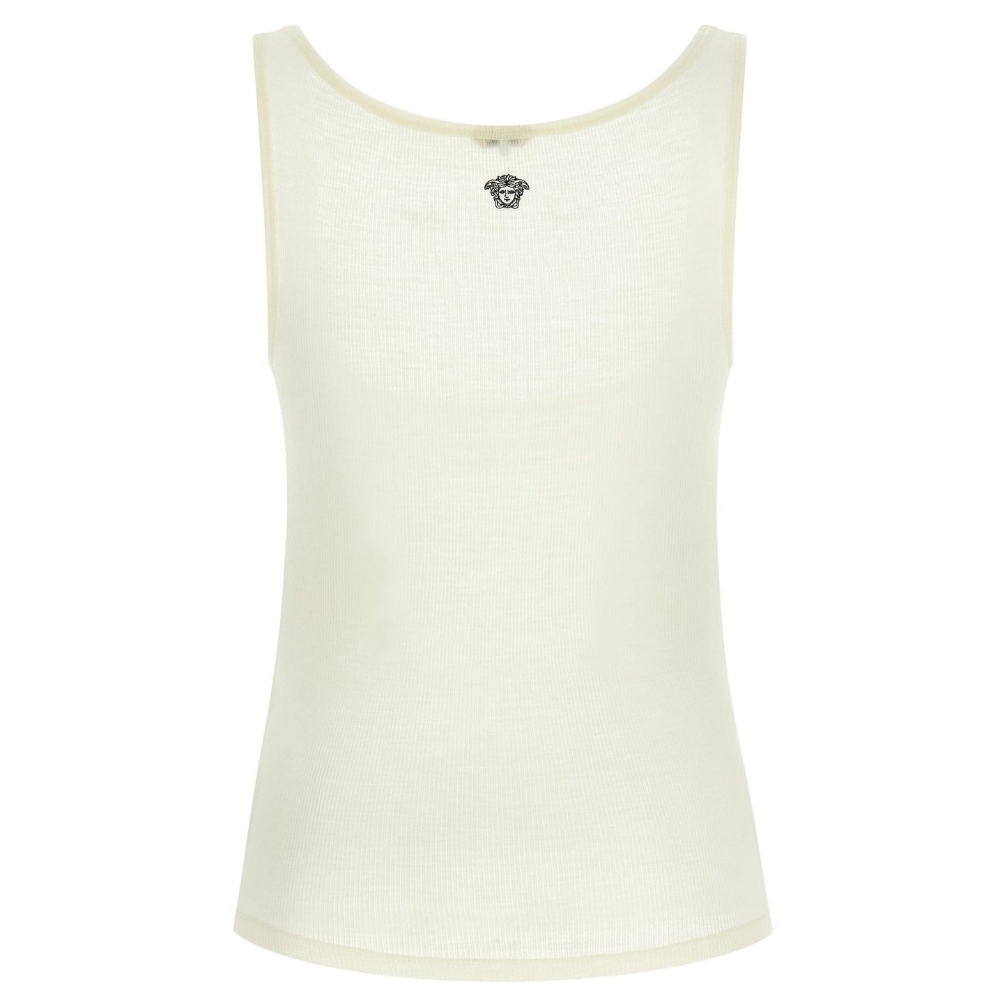 Versace White Virgin Wool Sleeveles T-Shirt