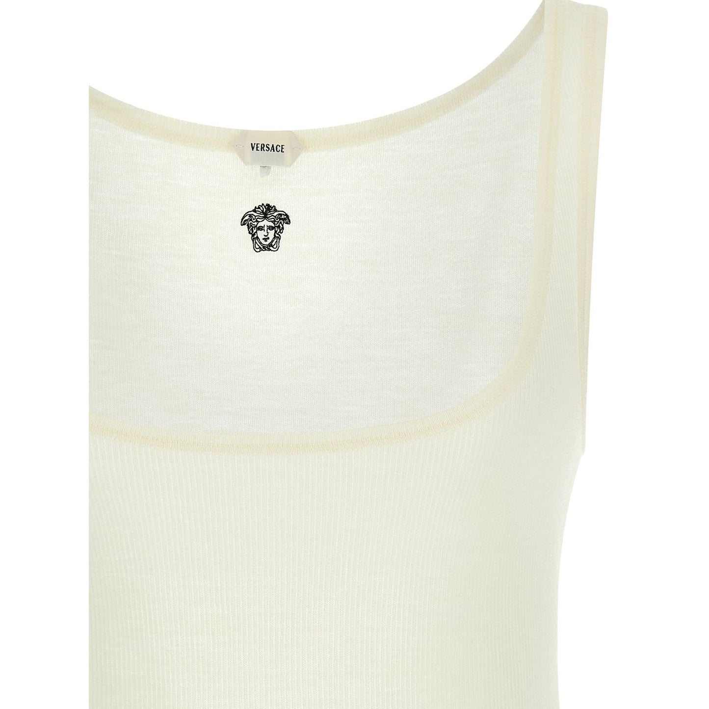 Versace White Virgin Wool Sleeveles T-Shirt