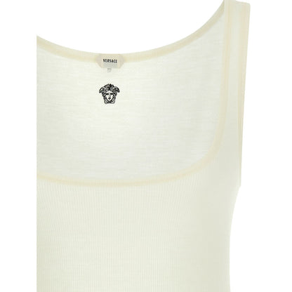 Versace White Virgin Wool Sleeveles T-Shirt