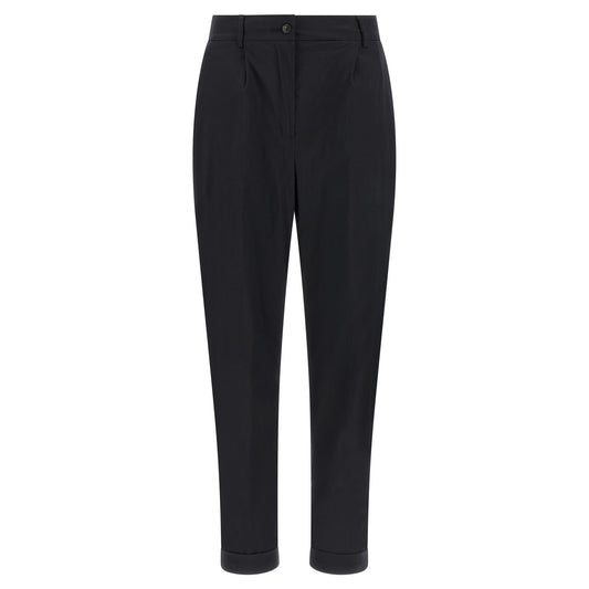 Kiton Black Cotton Casual Pants