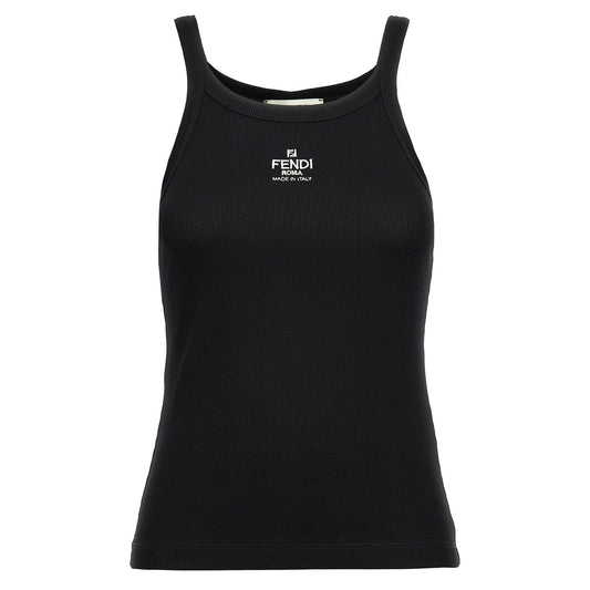 Fendi Black Cotton Sleeveles T-Shirt