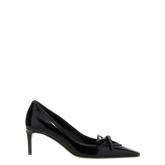 Dolce & Gabbana Black Calfskin Mid Heel Pumps