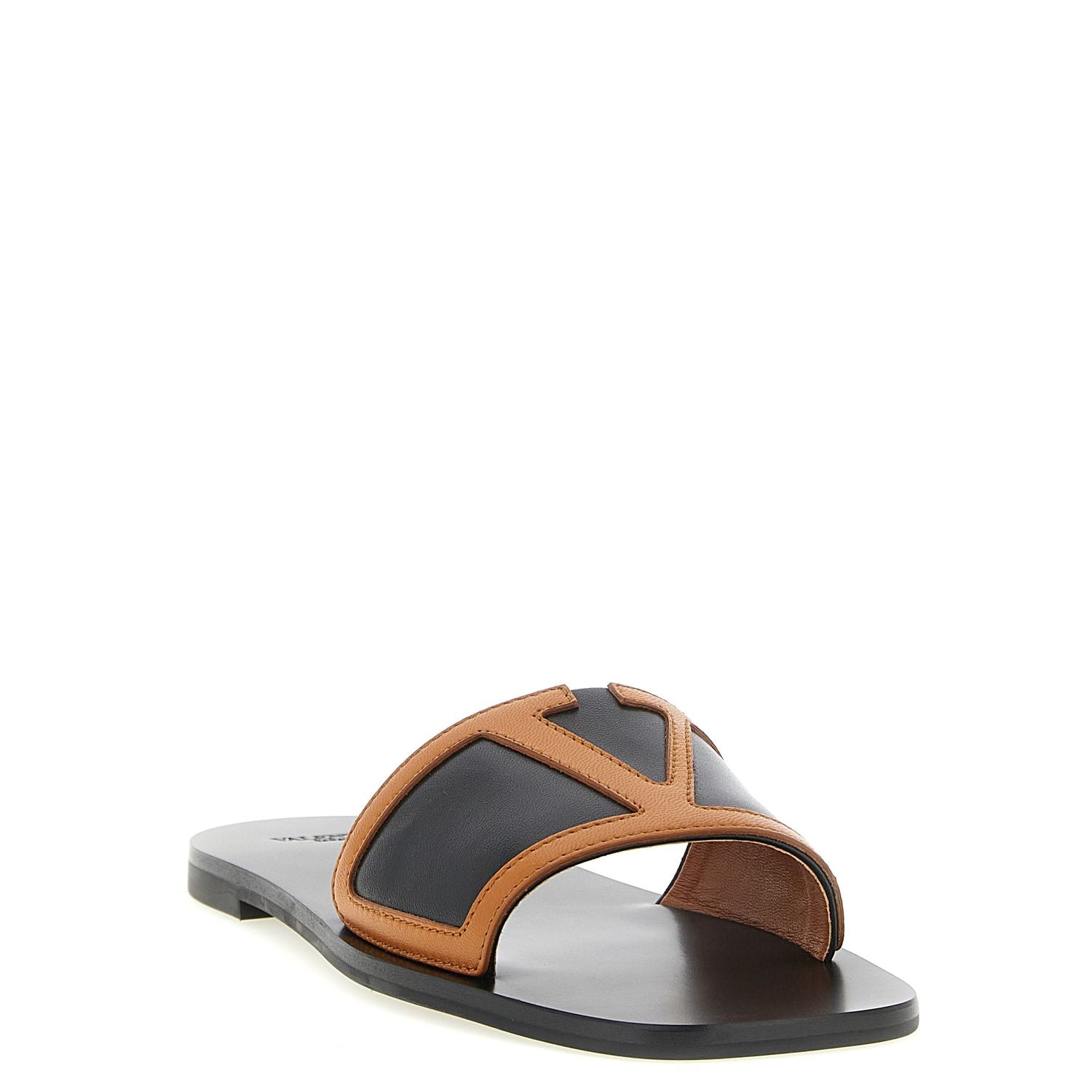 Valentino Garavani Brown Lamb Leather Slides