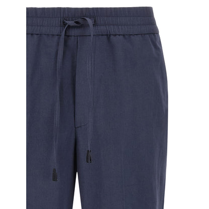 Brioni Blue Linen Casual Pants