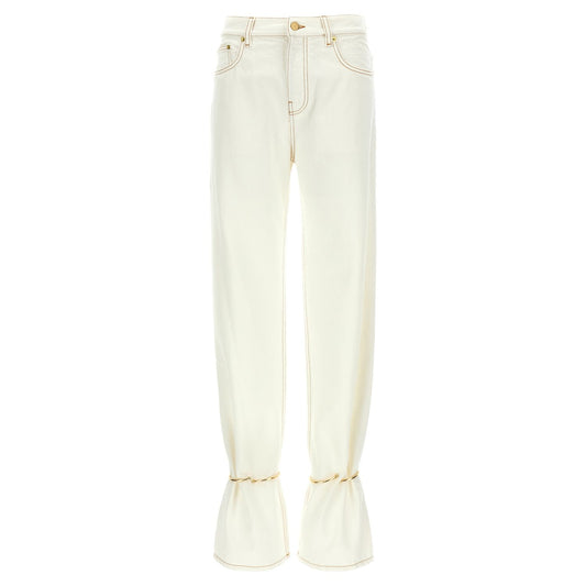 Darkpark White Cotton Straight-Leg Jeans