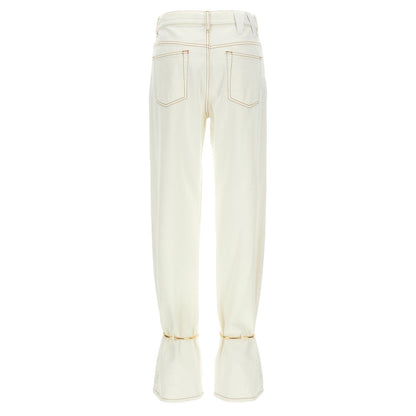 Darkpark White Cotton Straight-Leg Jeans